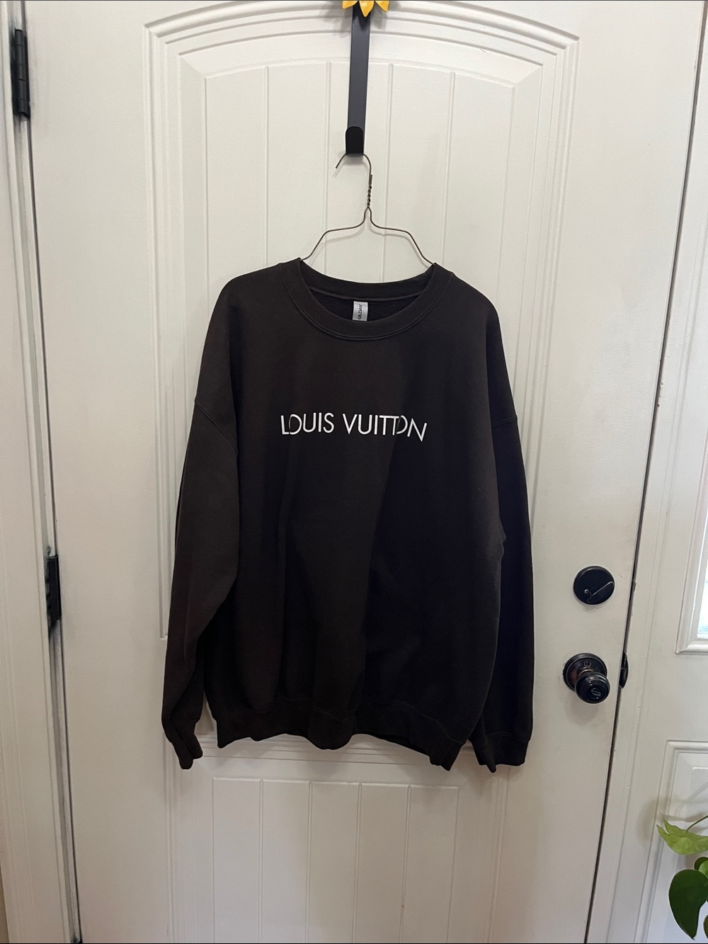 Gildan Brown Crewneck Sweatshirt with White Logo